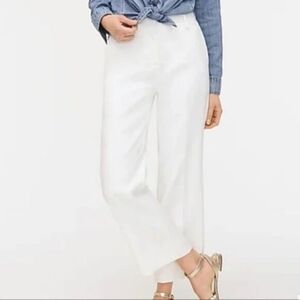 NWT Sz 12 J. Crew Peyton Pant Stretch Linen Cropped Trouser White L2881